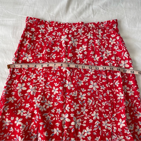 TOP SHOP red & white floral maxi skirt with double slits size:8 - Picture 11 of 11
